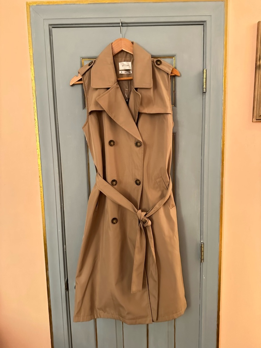 Sleeveless Trench Dress in Camel